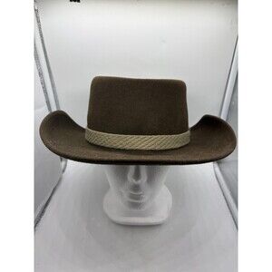 Naturalist Wool X-Large Brown Flat Top Cowboy Western Hat Brown Made in USA